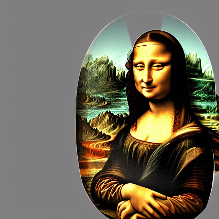 Image similar to a 3 d model of the mona lisa, 3 d render, octane render, studio lighting, cgi, highly detailed, high quality, ray tracing, unreal engine