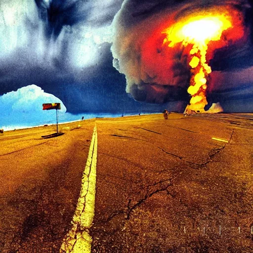 Image similar to madeira island nuked by a nuclear bomb, cloud shroom, cinematic shot, realistic, hdr, color, wide shot