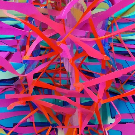 Image similar to a piece of art that is made out of plastic paper, an abstract sculpture by carol bove, trending on pinterest, interactive art, made of silk paper, maximalist, artwork, photograph by justin currie, tumblr contest winner, lighthearted, seapunk