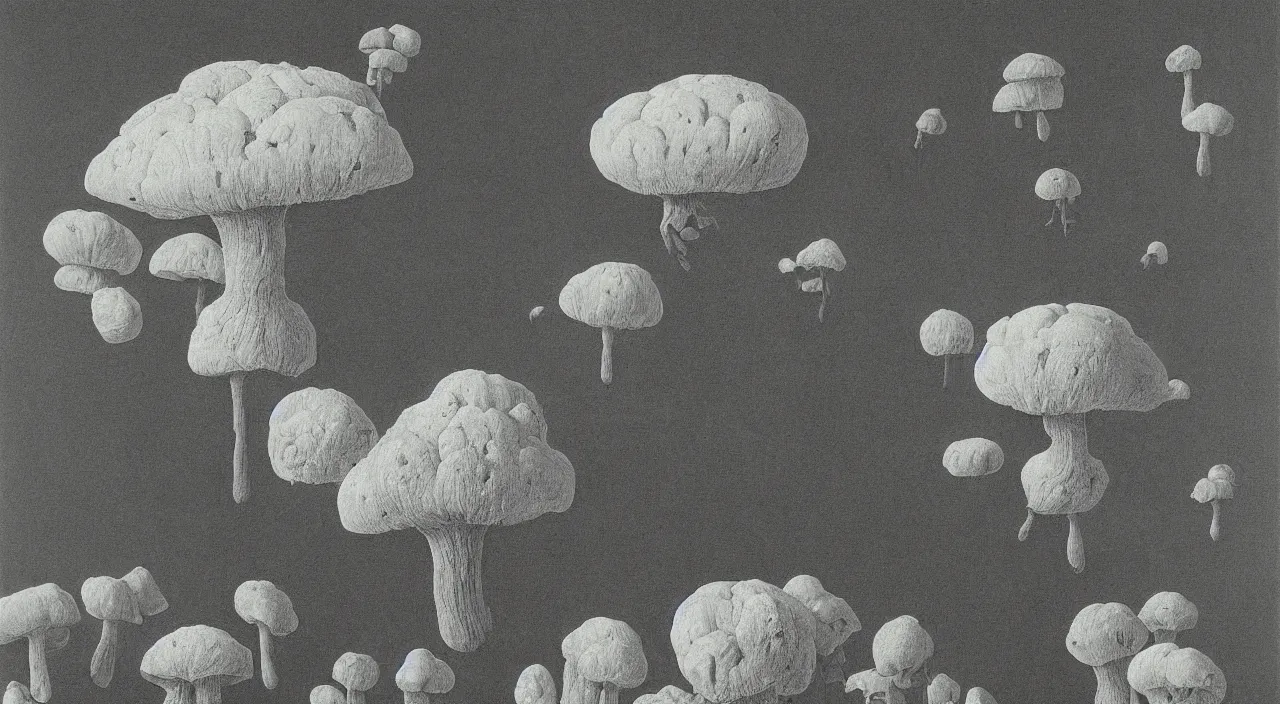 Prompt: a single beksinski toadstool fungus white! clear empty sky, a high contrast!! ultradetailed photorealistic painting by jan van eyck, audubon, rene magritte, agnes pelton, max ernst, walton ford, andreas achenbach, ernst haeckel, hard lighting, masterpiece