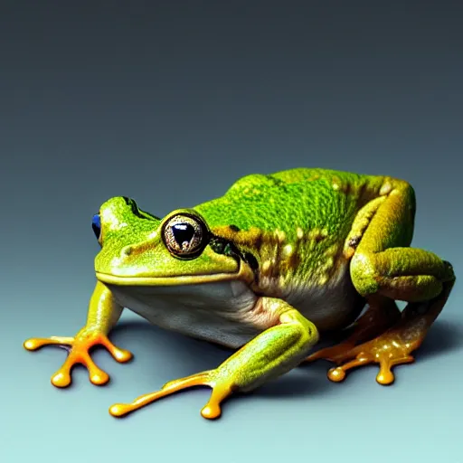 Prompt: hyperrealistic mixed media image of a ( frog ) whose head resembles alex jones, stunning 3 d render inspired art by greg rutkowski and xiang duan and thomas eakes, perfect symmetry, flesh texture, realistic, highly detailed attributes and atmosphere, dim volumetric cinematic lighting, 8 k octane detailed render, post - processing, masterpiece,