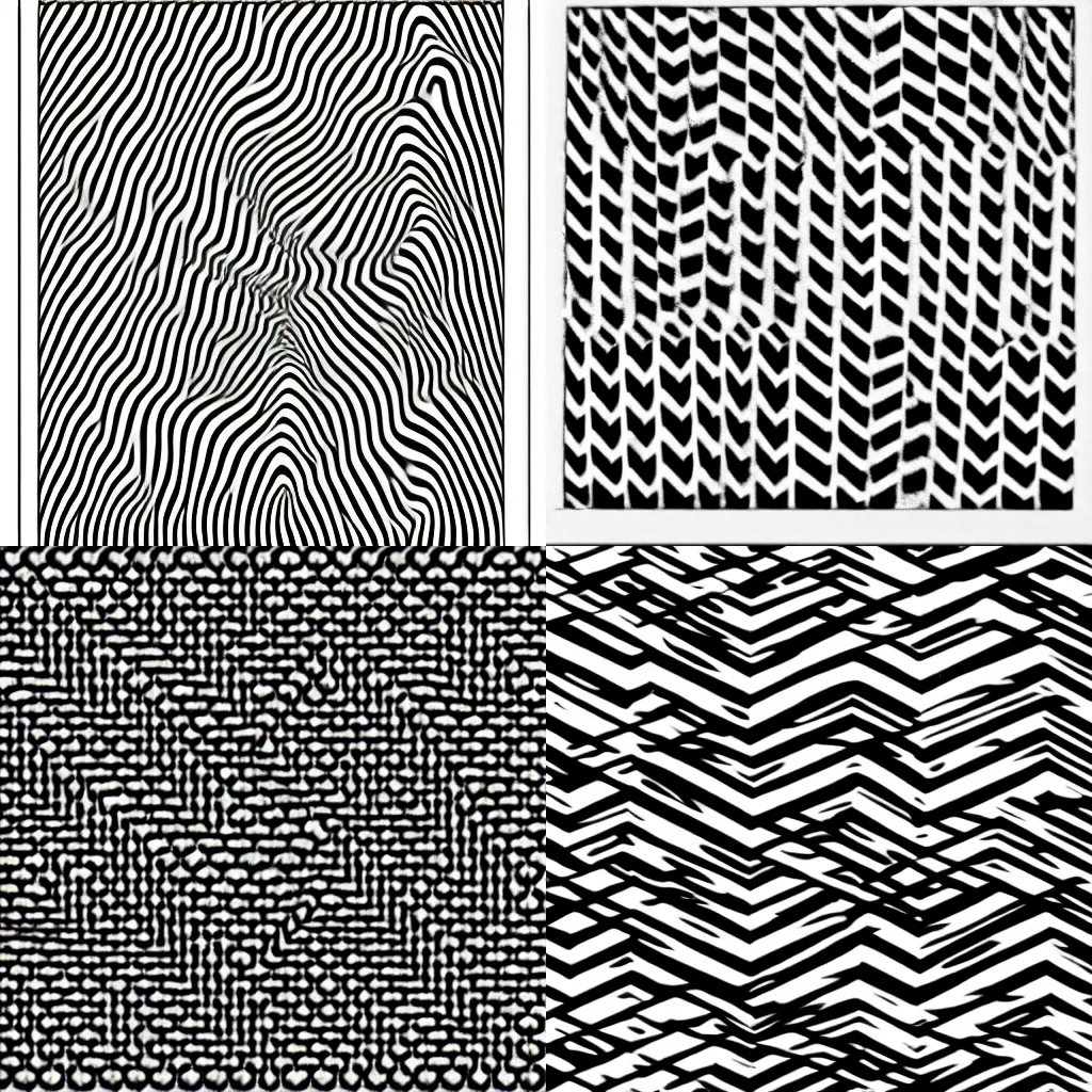 Prompt: black and white opart