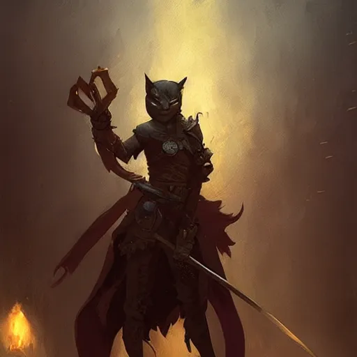 Image similar to cat knight, dnd digital art by Greg Rutkowski