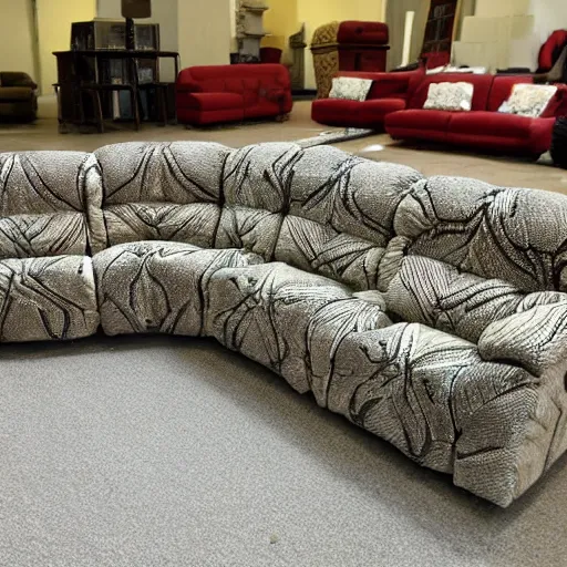 Image similar to infinite fractal pattern made of couches and recliner chairs