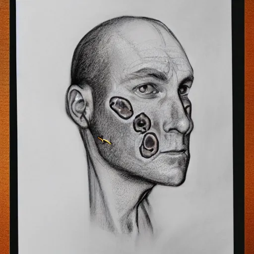 Prompt: medical drawing of a man with warts on his face