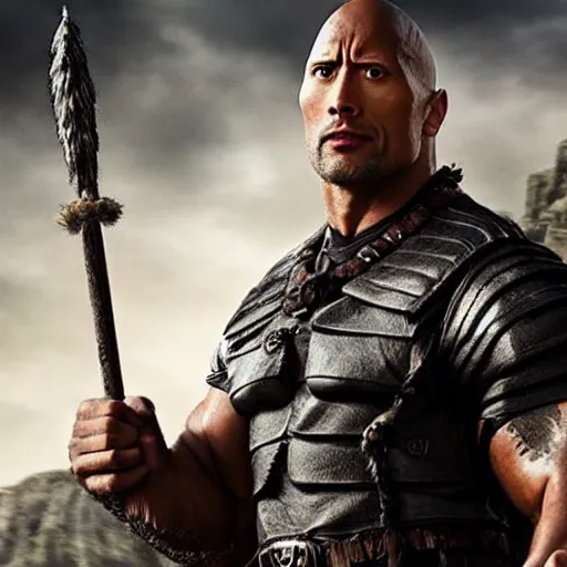 Image similar to dwayne johnson as a dungeons and dragons wizard, 4 k, detailed