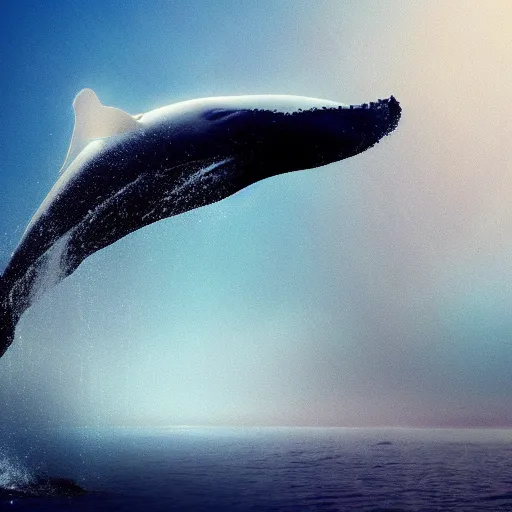 Image similar to photomanipulation of a whale that has tiny fairy wings, fully detailed, inspired by fairy tooth's wings