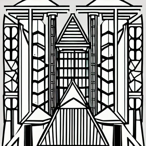 Image similar to an architectural dream, line vector art