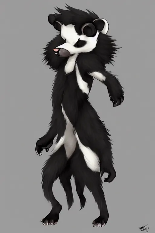 Image similar to an anthropomorphic skunk, fursona!!!! trending on furaffinity, by kawacy, trending on artstation