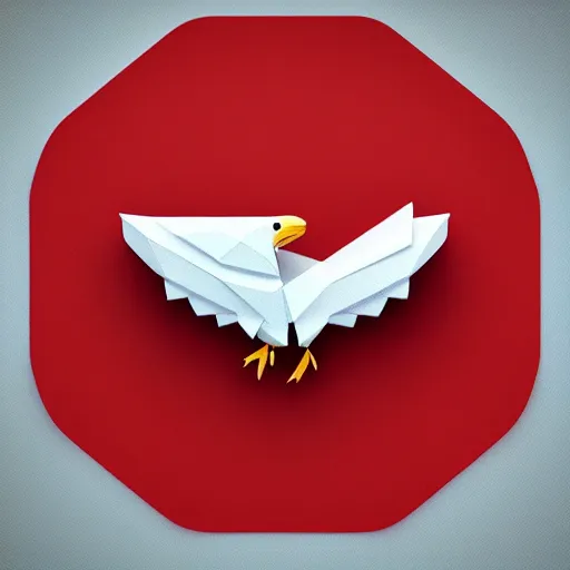 Image similar to low poly, vector, white eagle icon, in a book, red background, cgsociety, artstation, octane render