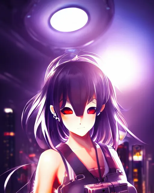 Image similar to portrait of anime girl in mechanic armor in night tokyo by makoto sinkai, perfect face, fine details