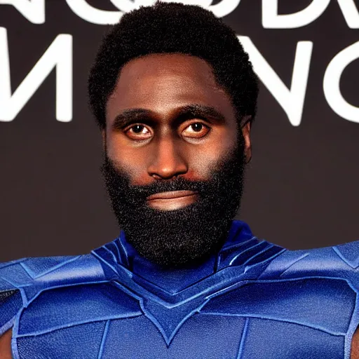 Image similar to john david washington dressed as reed richards from fantastic four movie, he is stretching his body like reed richards, the incredible shape shifting genius leader of the fantastic four, hyperreal - h 6 4 0