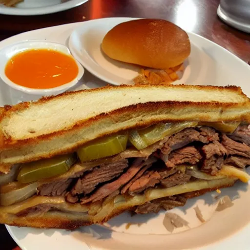 Prompt: largest cuban sandwich in the world, paseo, pork, grilled onions