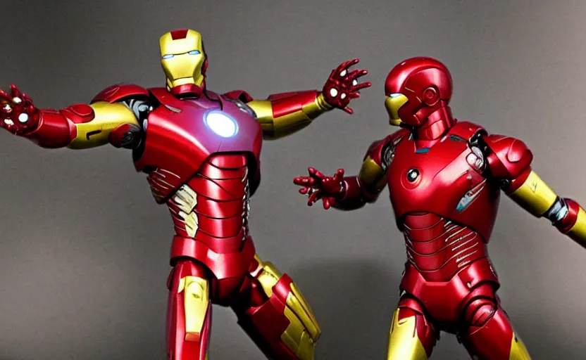 Prompt: a scene from a claymation recreation of iron man