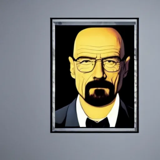 Image similar to Walter White in the style of René Magritte