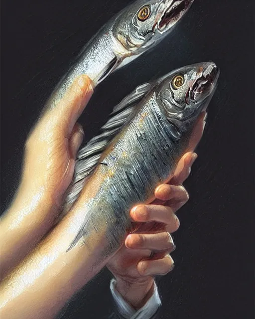 Prompt: j k rowling & michael mcintyre with a sardine can, elegant, real life skin, intricate, high detailed, artstation, concept art, smooth, sharp focus, art by artgerm and greg rutkowski