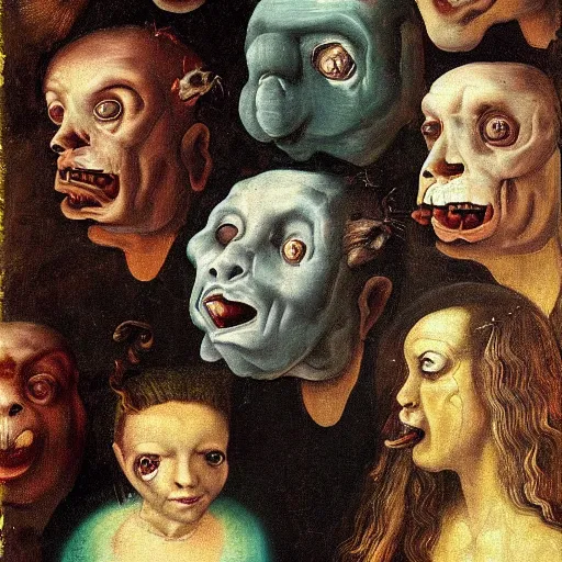 Prompt: terrifying surrealist monster portrait renaissance painting