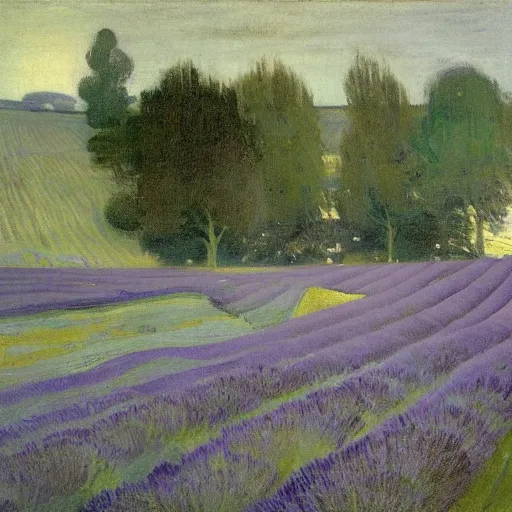 Image similar to painting of lavender field, highly detailed, beautiful lighting by james abbott mcneill whistler