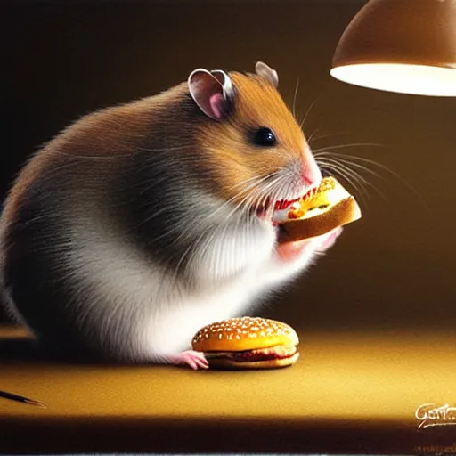 Prompt: a hamster eating a hamburger,photorealiatic,hyperdetailed,hyperrealistic,studio lighting,studio photography,professional photography,professional lighting,detailed face,3 point lighting,4k,digital art,ultra realistic,ultra detailed,art by greg rutkowski