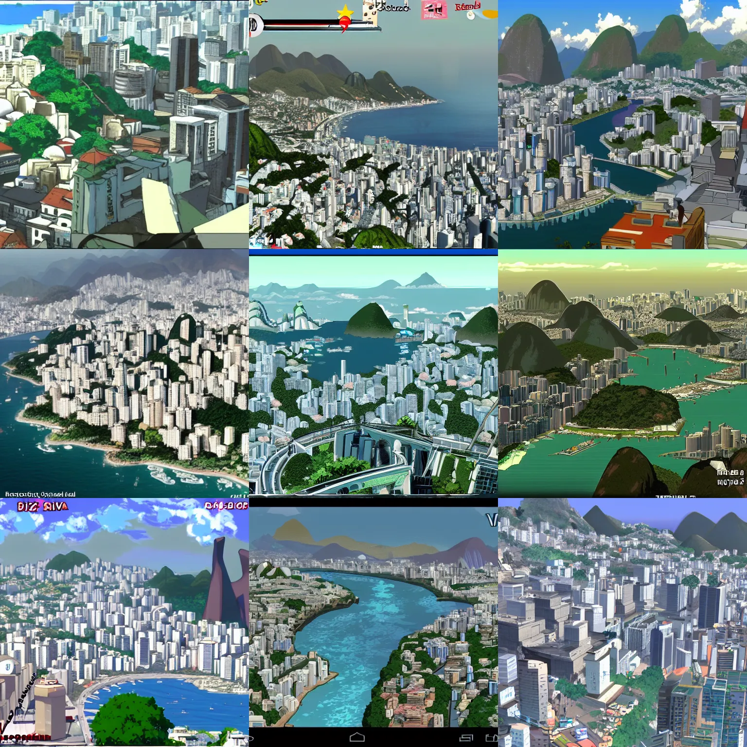 Image similar to rio de janeiro, screenshot from a 2012s anime