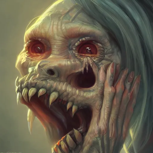 Image similar to monster horror crying out of pain, digital art by mandy jurgens and irina french and heraldo ortega, highly detailed, artstation, cgsociety