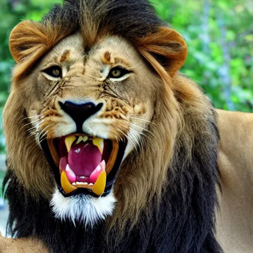 Prompt: a photo of an animal with lion's head and fish's tail