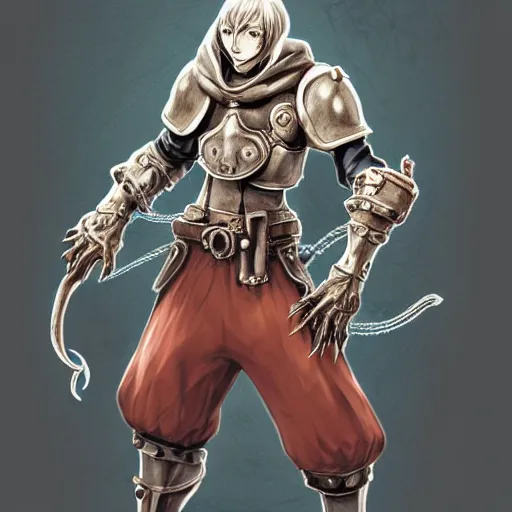 Prompt: horror character design of anthropomorphized creature, holy medieval crusader, whimsical Octapus , portrait, fighting posture, dramatic pose, final fantasy tactics character design, character art, whimsical, vibrant, stunning, lighthearted, concept art, colorized pencil, highly detailed, Akihiko Yoshida