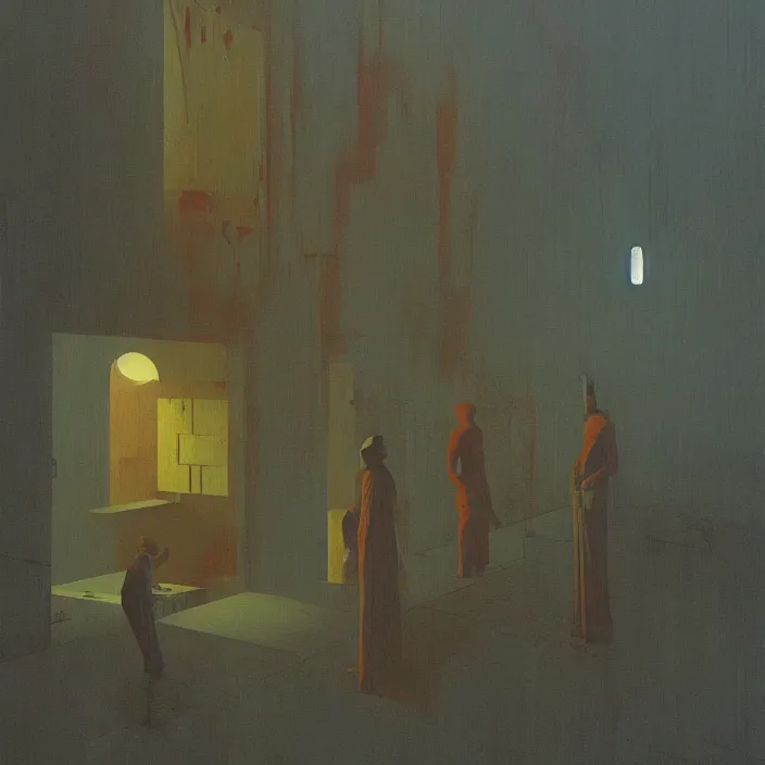 Image similar to a little bit of work today and tomorrow, science fiction, Edward Hopper and James Gilleard, Zdzislaw Beksinski, highly detailed