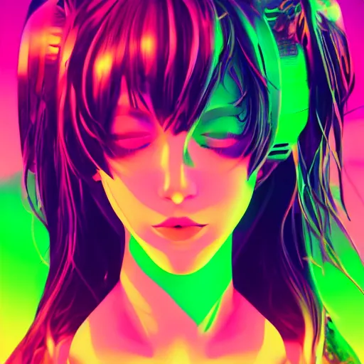 Image similar to catgirl, portrait, vaporwave, synthwave, neon, vector graphics, cinematic, volumetric lighting, f 8 aperture, cinematic eastman 5 3 8 4 film, photorealistic