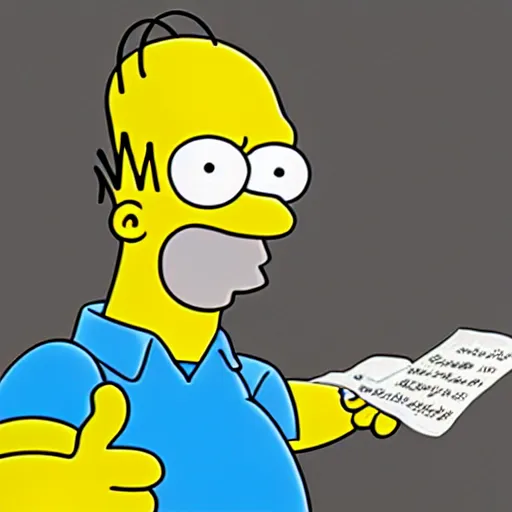 Image similar to homer simpson is drawing himself