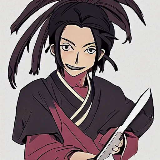 Image similar to Tanjiro from demon slayer holding a knife