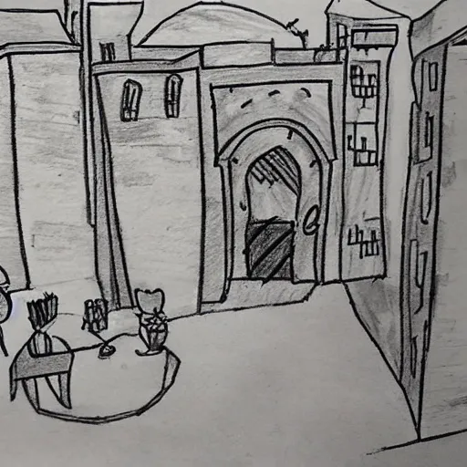 Image similar to child's drawing of the sponza scene