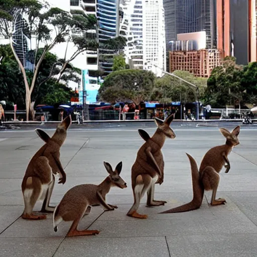 Image similar to sydney invaded by kangaroos in the future