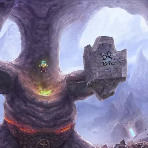 Image similar to The runic stone elemental golem, d&d art, fantasy, painted, 4k, high detail, sharp focus