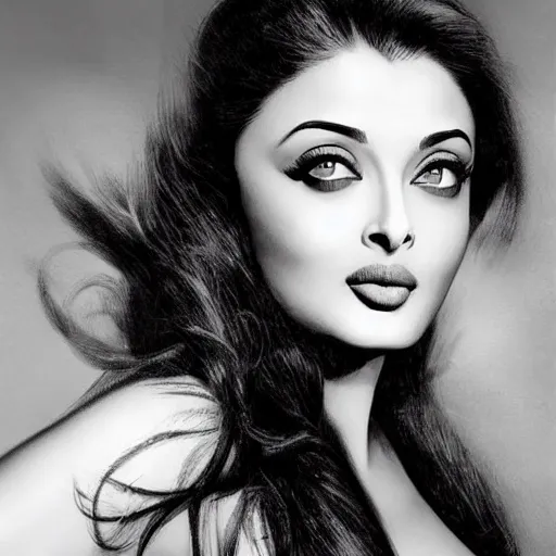 Prompt: beautiful cute Aishwarya Rai, natural beauty expressive pose, art by mark brooks, but as a real life photograph glamour fashion pinup, photorealism cinematic lighting