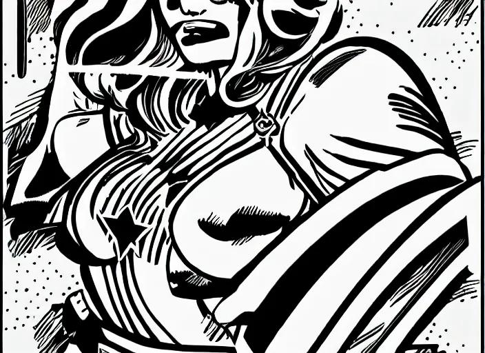 Prompt: a fat valkyrie. roy lichtenstein style. halftone dots. comic book look