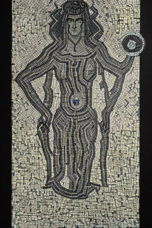 Prompt: a ceramic mosaic of astarte, detailed faces, intricate detail, by austin osman spare, occult art, alchemical diagram