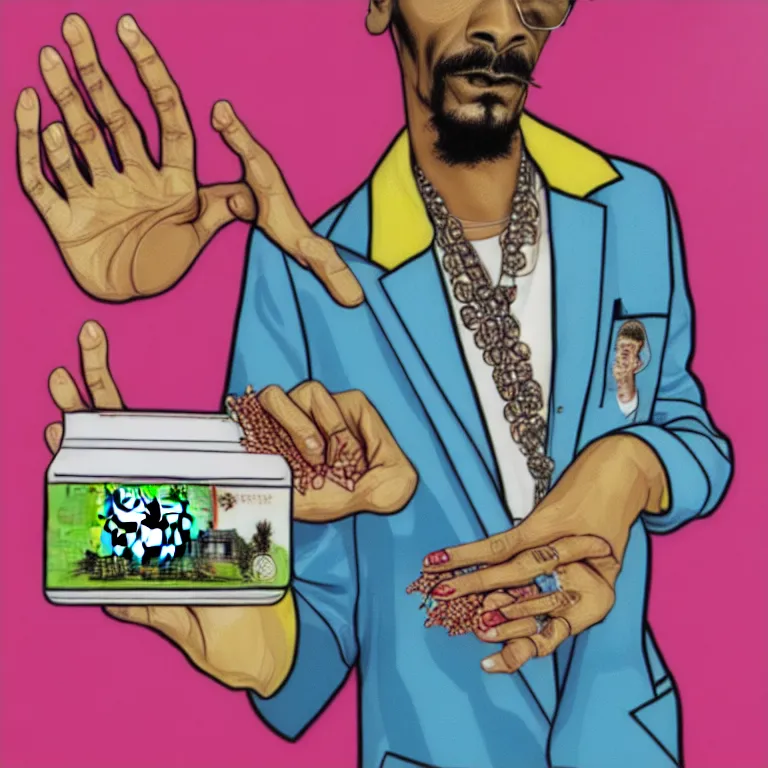 Image similar to snoop dogg smoke someone feet, gta vice city style, smooth painting, each individual seeds have ultra high detailed, 4 k, illustration, comical, acrylic paint style, pencil style, torn cosmo magazine style, pop art style, ultra realistic, underrated, by mike swiderek, jorge lacera, ben lo, tyler west