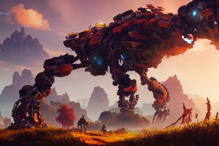 Image similar to scorcher machine mecanical creature robot of horizon forbidden west horizon zero dawn bioluminiscence global illumination ray tracing hdr fanart arstation by ian pesty and alena aenami artworks in 4 k