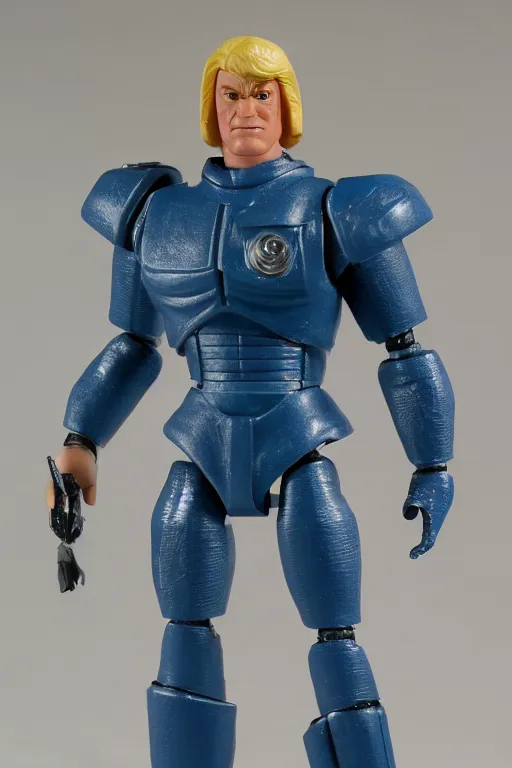 Image similar to 1 9 8 6 kenner action figure, 5 points of articulation, heroic human proportions, sci fi, 8 k resolution, high detail, front view, t - pose, space, star, he - man, gi joe, he man, warhammer 4 0 0 0