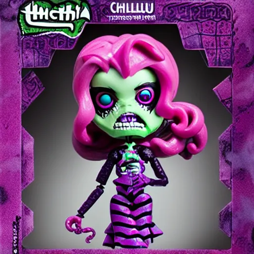 Image similar to a cthulhu monster high action figure, product shot