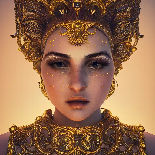 Image similar to portrait of wonderful princess, glowing, ornate and intricate, jaw dropping, dynamic lighting, intricate and detailed, 4 k octane render