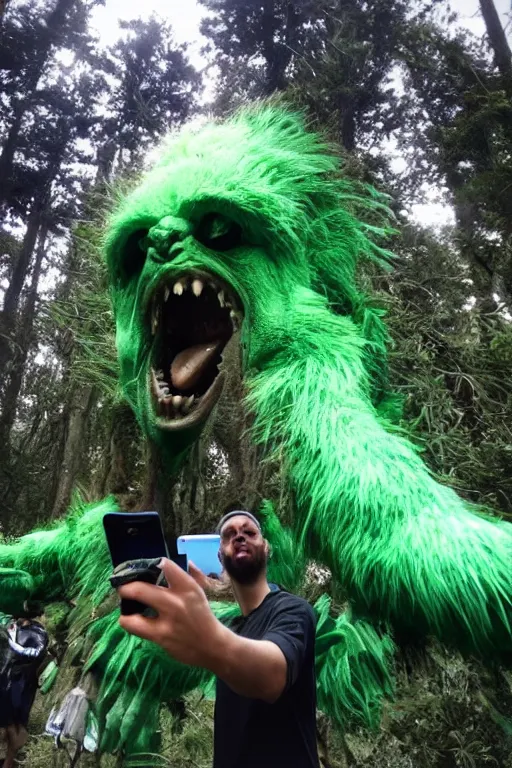 Image similar to a huge monster taking a selfie