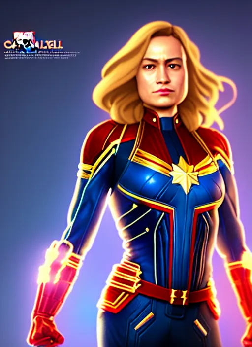 Image similar to Highly detailed portrait of Captain Marvel, unreal engine, fantasy art by Loish, global illumination, radiant light, detailed and intricate environment