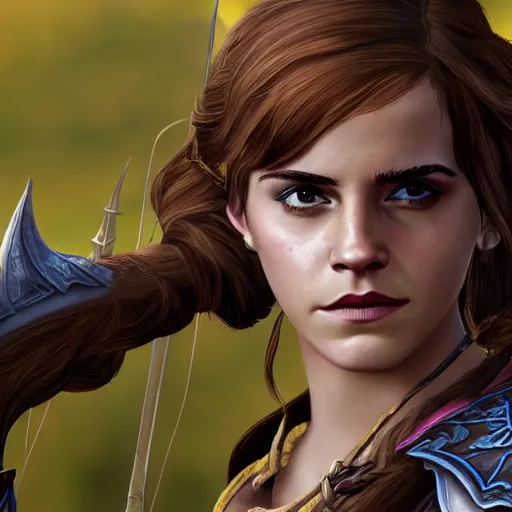 Image similar to emma watson as an archer in world of warcraft 4 k