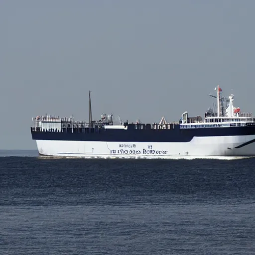 Image similar to a blue white black ferry at the sea outside helsingborg