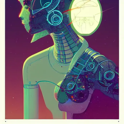 Image similar to a cybernetic mannequin by victo ngai and josan gonzalez and akub rebelka and conrad roset and paul lehr, trending on artstation