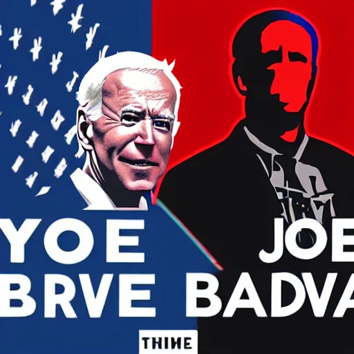 Prompt: Cyborg Joe Biden, Bernie Sanders in Cyberpunk America, dystopia, future, high technology