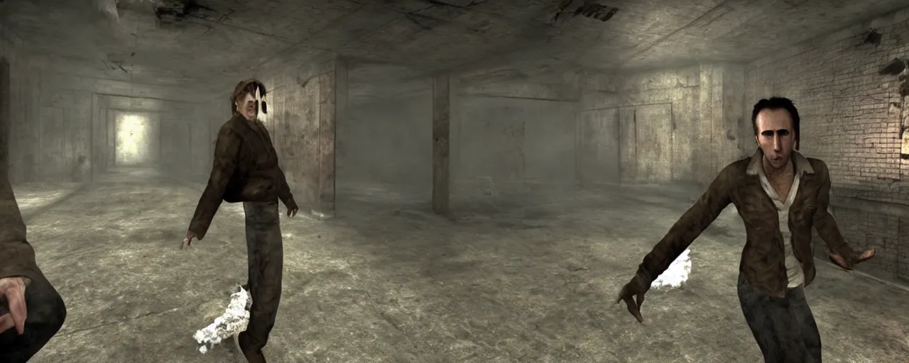 Nicolas Cage In Silent Hill Pc Game 3 D Model Stable Diffusion 
