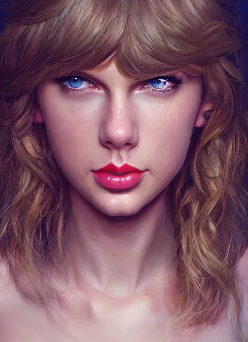 Image similar to taylor swift, au naturel, hyper detailed, digital art, trending in artstation, cinematic lighting, studio quality, smooth render, fluorescent skin, unreal engine 5 rendered, octane rendered, art style by klimt and nixeu and ian sprigger and wlop and krenz cushart